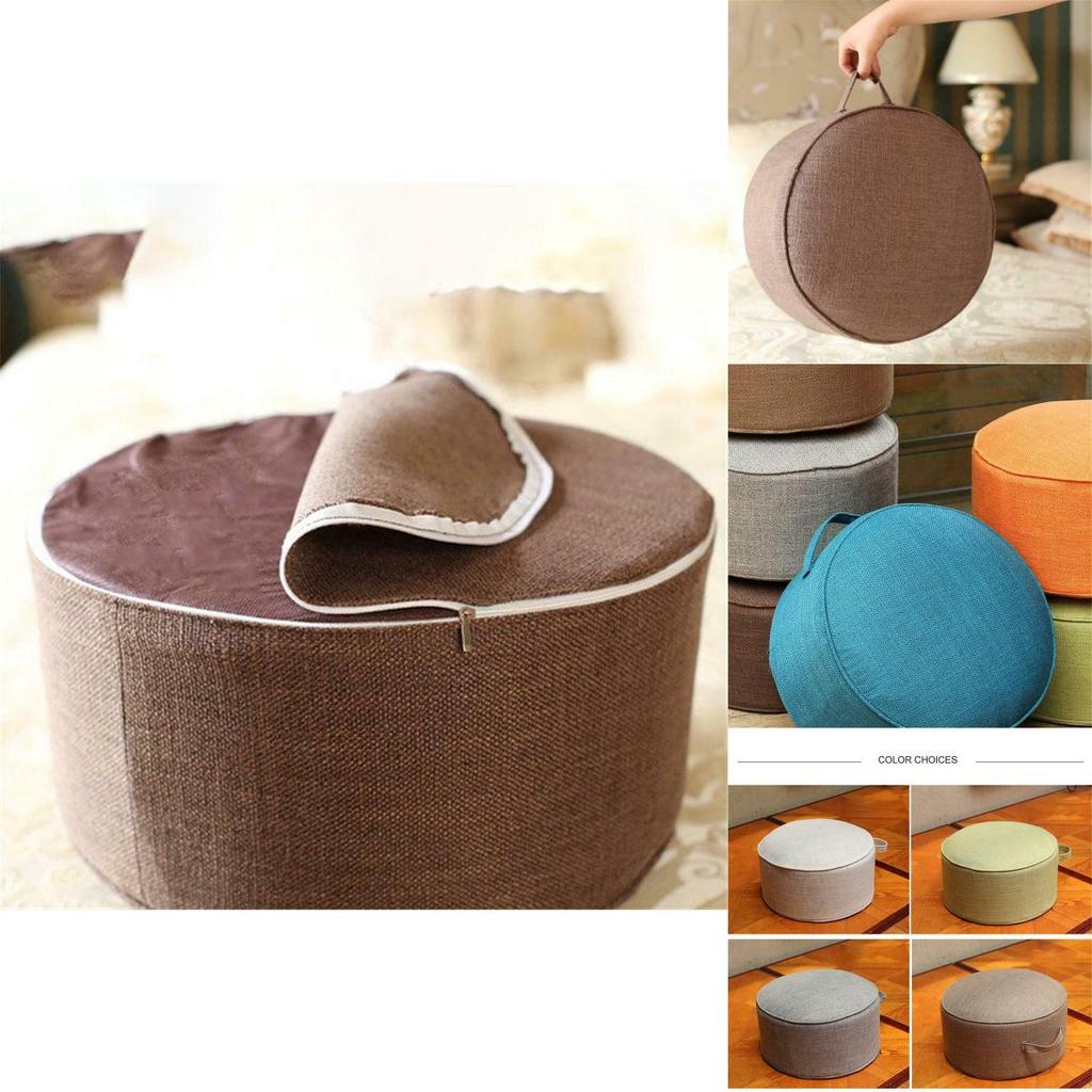 Tatami Rundes Bodenkissen Sitz Bequemes Baumwollleinenkissen zur Entspannung