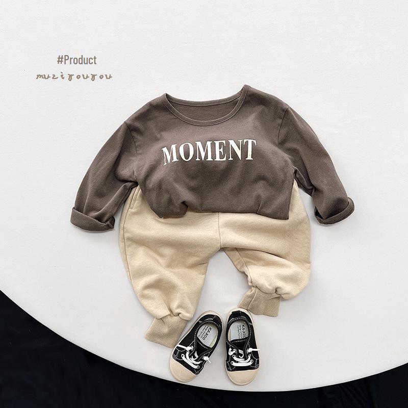 Boys' and Girls' Korean-Style Long-Sleeve T-Shirts - 2025 Spring/Autumn Collection for Small and Medium Kids with Printed Designs