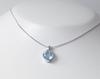 SV925 Large Blue Topaz Pendant Necklace, 9.0mm Round Cut, 2.7 Carat [Gift Wrapped]