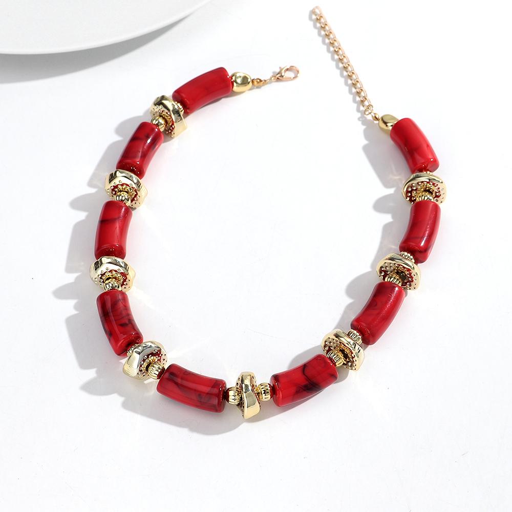 New Colorful Chunky Bamboo Tube Beaded Acrylic Choker for Women Man Statement Elbow Stack Necklace French Trendy Jewelry Gift