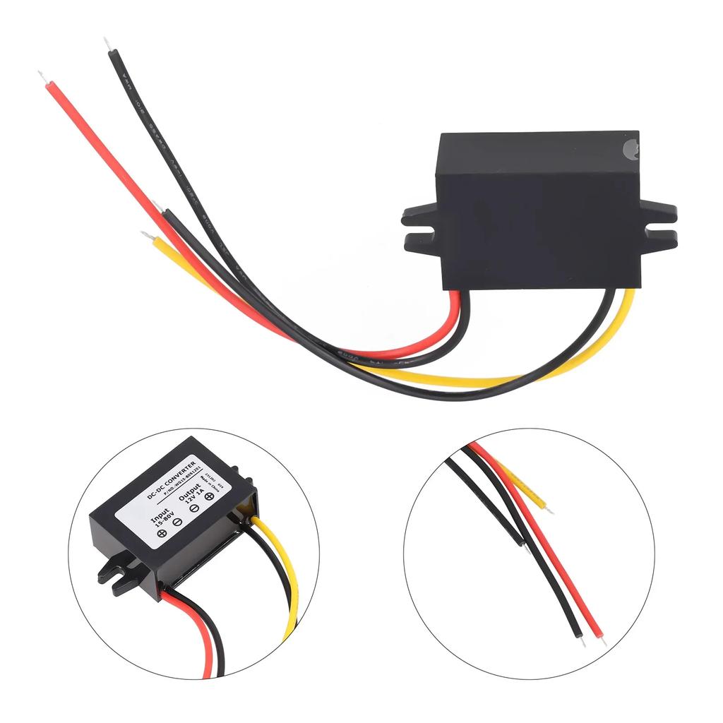 Waterproof Car Power Module DC 24V36V48V60V to 12V 1A Stepdown Converter Over Current and Temperature Protection