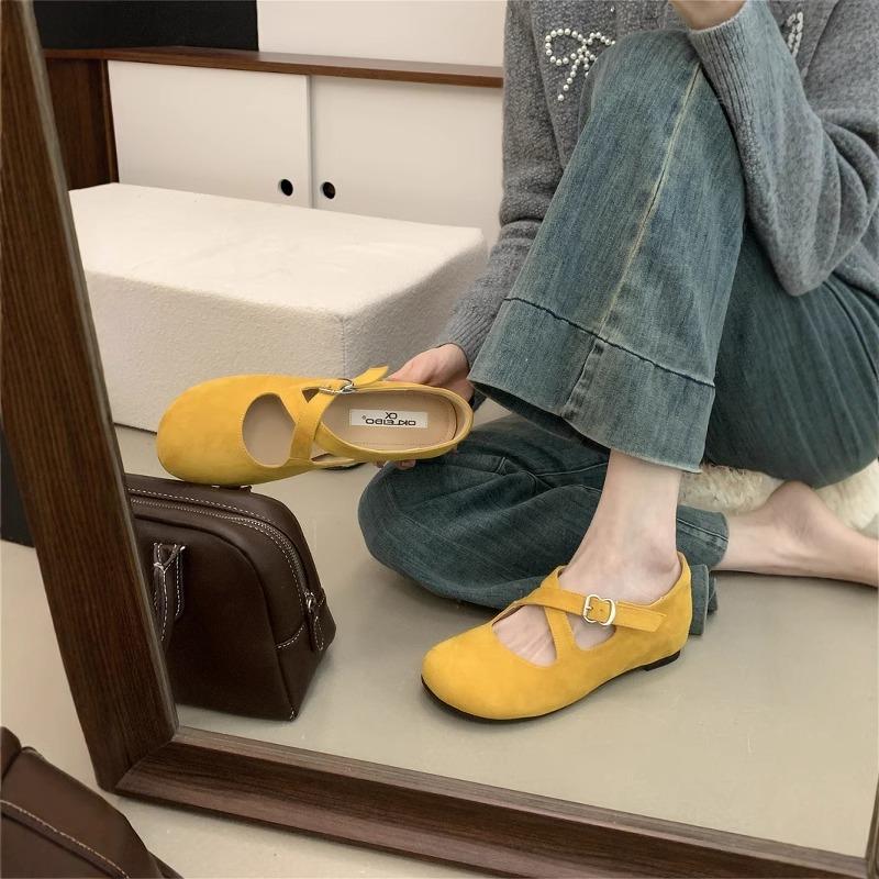 Inner heightening platform retro pink round head single shoes women's shoes 2025 new casual cross belt fashionable Mary Jane shoes