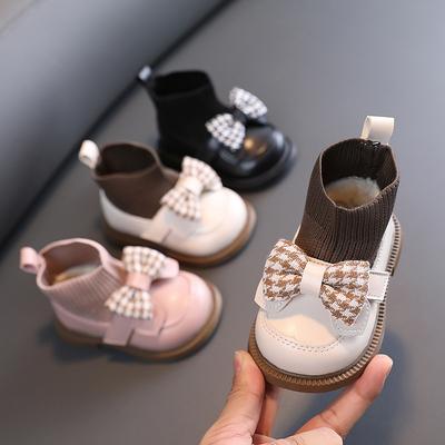 Baby First Walker Shoes Spring Autumn Infant Versatile Sock Boot  Children Girls Elegant 0-1y Casual Shoe Simple Lattice Bow