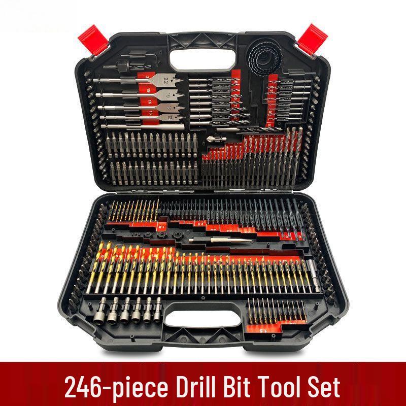 246-Piece Drill & Screwdriver Bit Set for Wood & Metal with Hole Saws