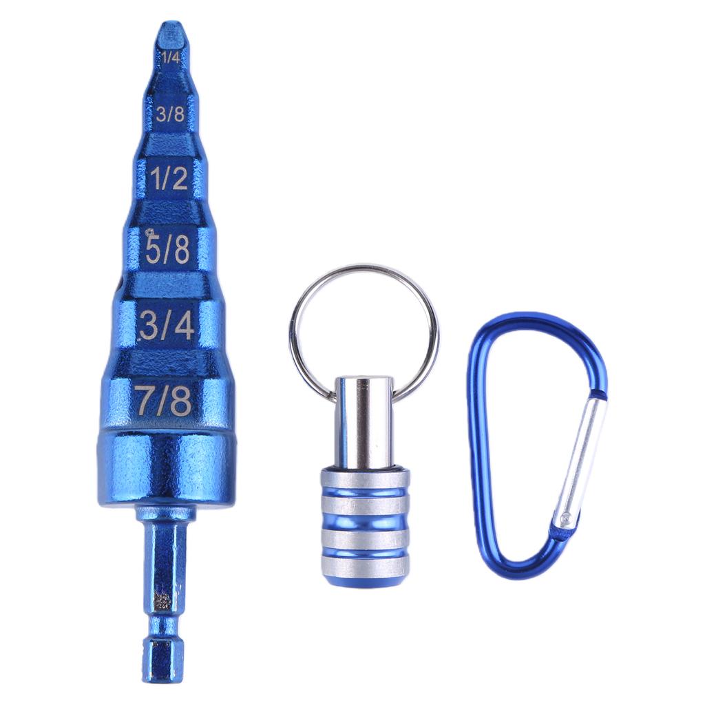6 In 1 Swage HVAC Tool with Drill Bit Holder & Carabiner Reaming Step Drill Multi-Functional for 1/4 3/8 1/2 5/8 3/4 7/8 Tube