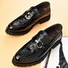 2025 Men's Crocodile Pattern Slip-On Loafers - Hong Kong Style Shiny Patent Leather