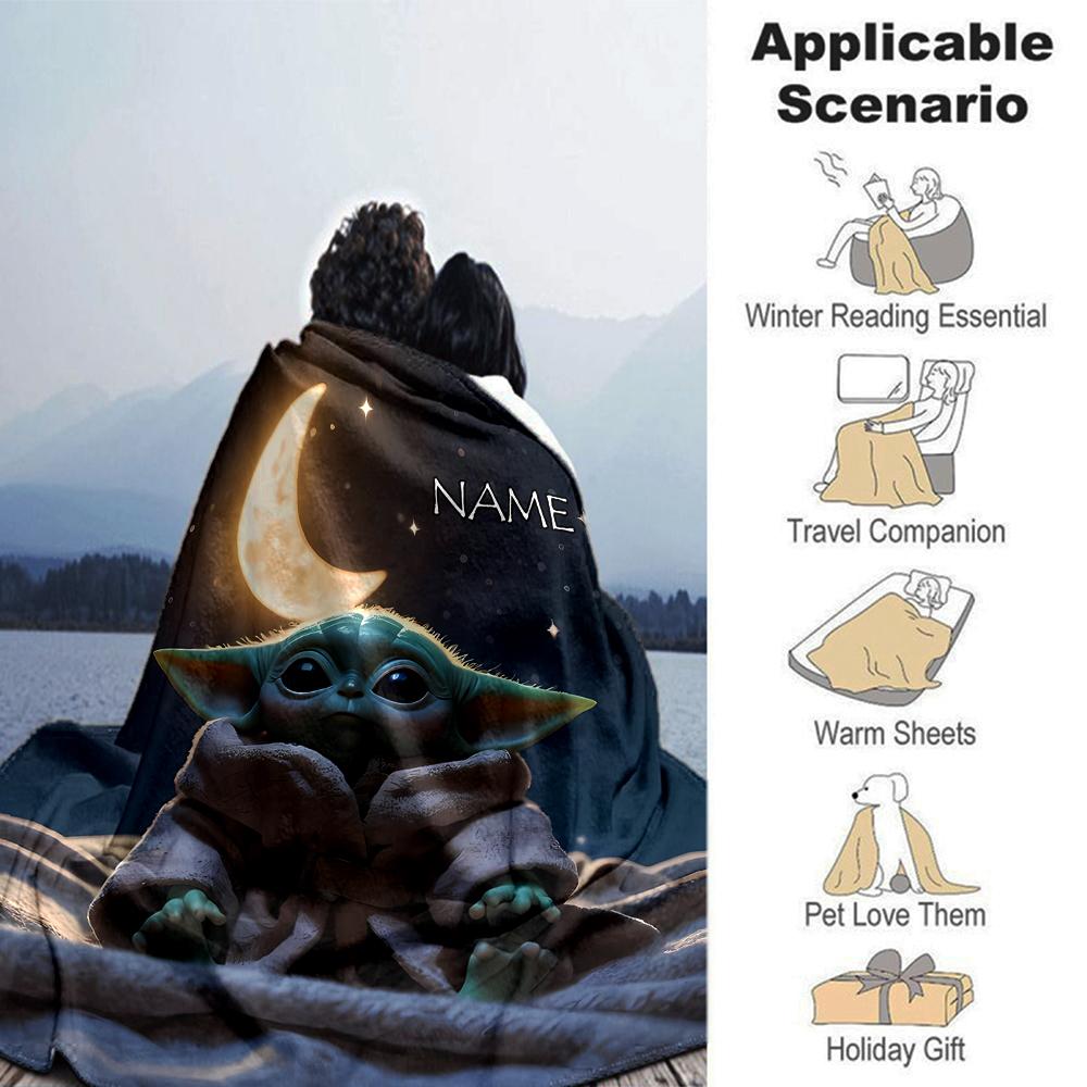 Customiz Name Personality Yoda Blanket Soft &Warm Sofa Office Bed Travel Lunch Break Blanket, Gift Suitable All Seasons