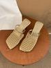 Fashion Slip On Elegant Outdoor Slippers Summer Designer Narrow Band Wedges Heel Women Slippers Casual Outdoor Dress Ballet Mules Shoes