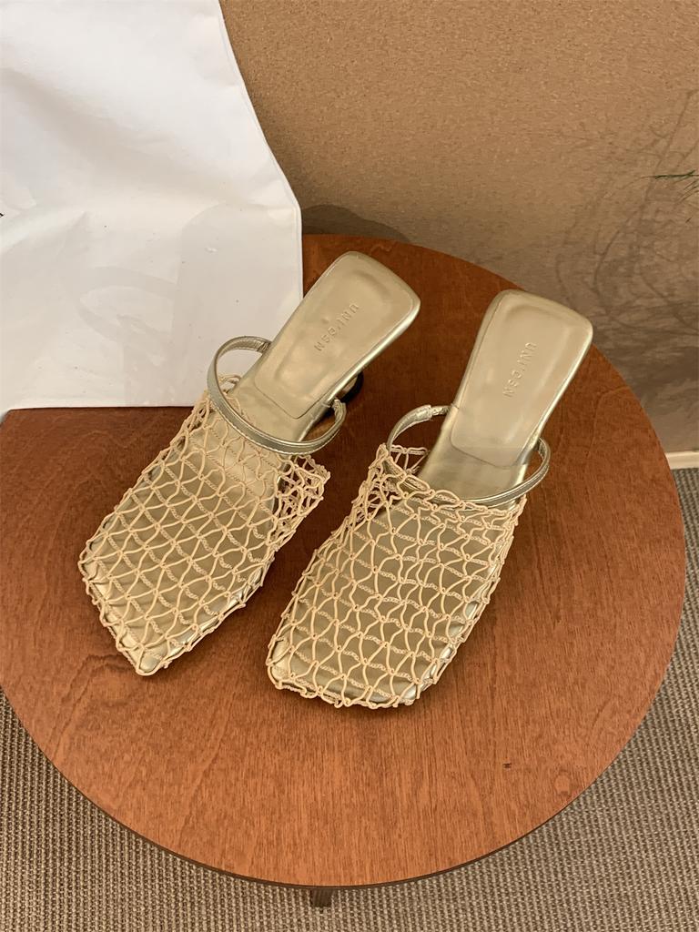 Slip On Elegant Outdoor Slippers Summer Designer Narrow Band Wedges Heel Women Slippers Casual Outdoor Dress Ballet Mules Shoes