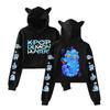 KPop Demon Hunters Anime Print Cat Ears Crop Derpy Tiger Hoodies Women Fashion Hoody Teen Girls Y2K Clothes Streetwear Casual Hooded Pullovers