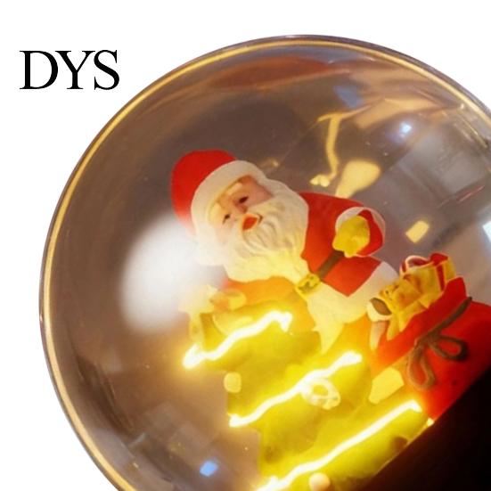 Illuminated Santa Sleigh for Mantle Magnetic Levitating Claus Tree Ornament with LED Light, Lighted Rotating Floating Tabletop Christmas Glass