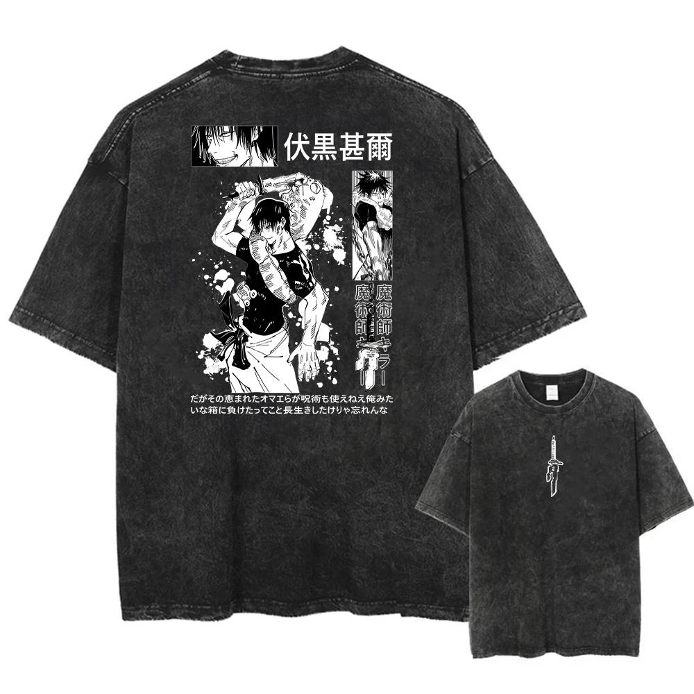 

Hot Sale Japan Anime Jujutsu Kaisen Graphic Print T-Shirt Men Women Harajuku Y2K Fashion Vintage Washed Cotton Summer New Tee Casual Oversized Top XXXL