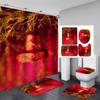 Santa Christmas Shower Curtain Set Bath Mat Anti -Slip Carpet Bathroom Partition Waterproof Home Decoration Cortinas Para Ba ñO