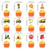 Children'S Birthday Party Decoration Excavator Pulling Flag Vortex Construction Truck Forklift Cake Sticker
