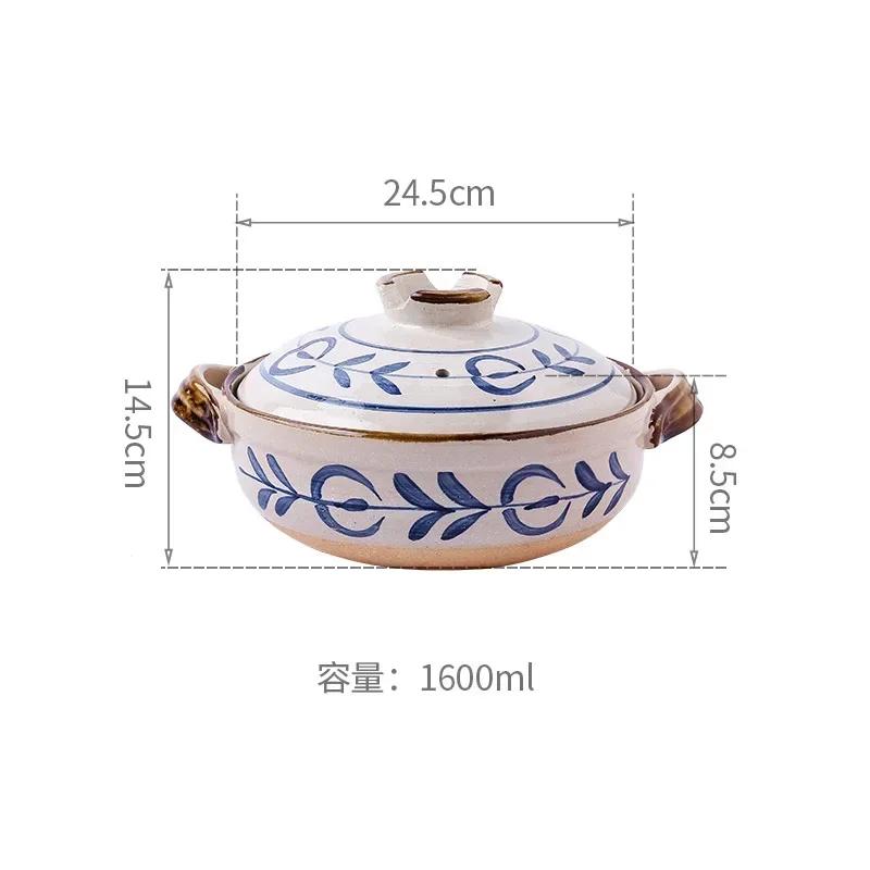 Pottery Clay Casserole Dish with Lid Japanese Style Casserole Ishinabes Cooking Cookware Kookgerei Kitchen Accessories