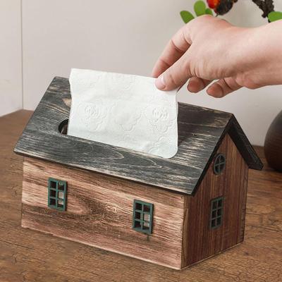 Taschentuchbox-Abdeckung Dekoration Servietten-Organizer Hausförmiger Toilettenpapierhalter für Hotel