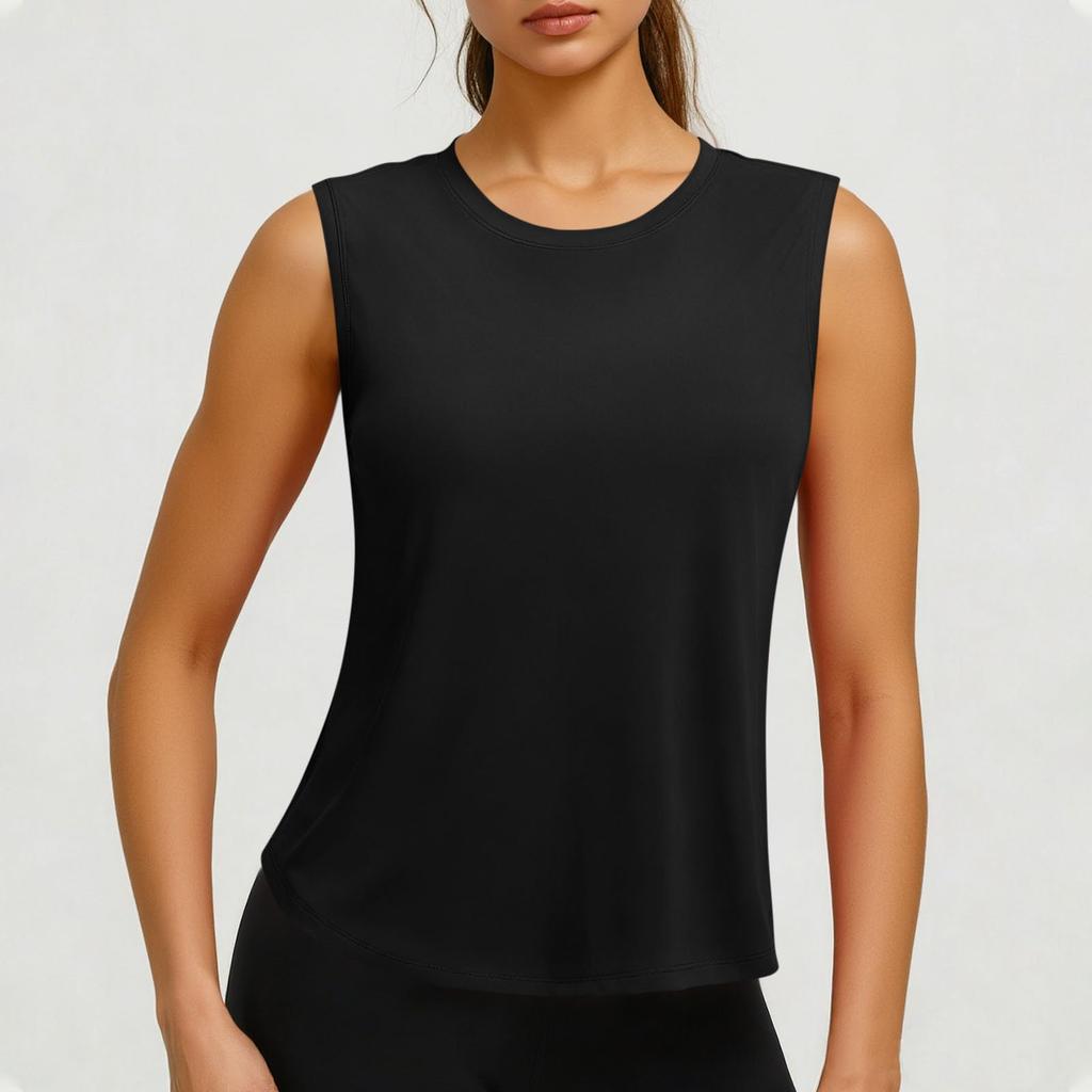 Ärmelloses Damen-Tanktop mit Rundhalsausschnitt, lockere Passform, leichter Pullover-Bluse für den Alltag und aktive Kleidung