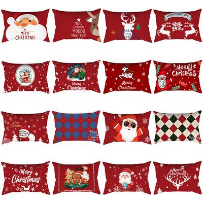 Christmas Printed Peach Velvet Waist Pillowcase Santa Claus Snowflake Home Decor Holiday Pillowcase Throw Pillow