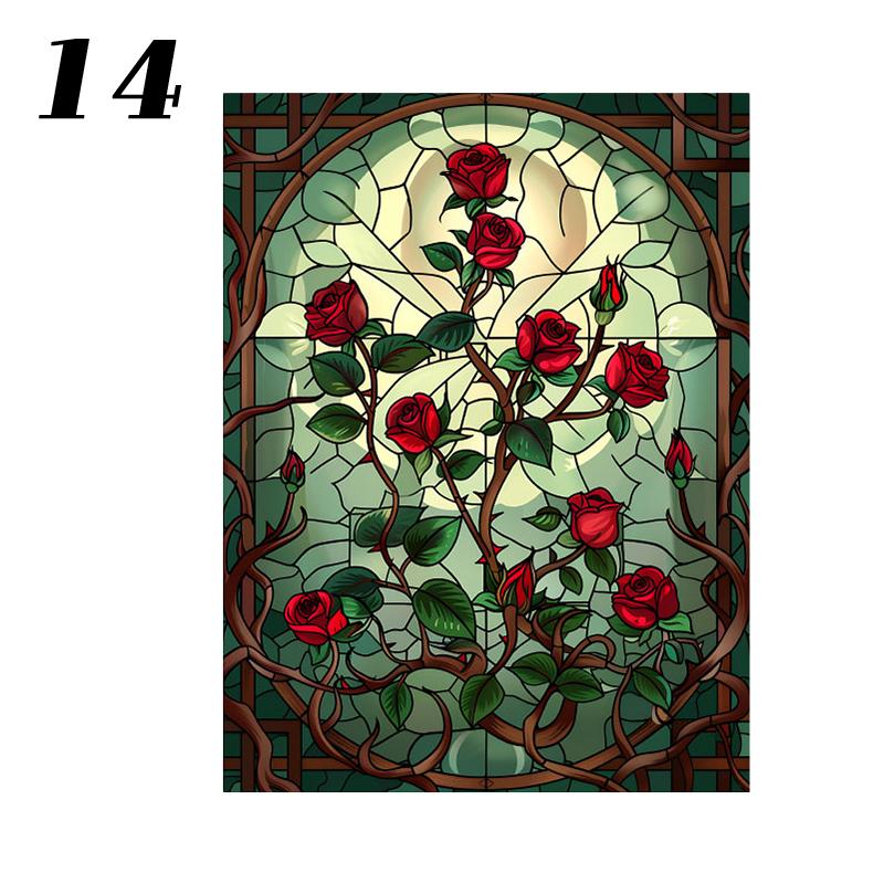 Bunte europäische Vintage Buntglas Kirchenfolie Heim- und Bürofenster Sichtschutzfolie PVC Selbstklebende Aufkleber