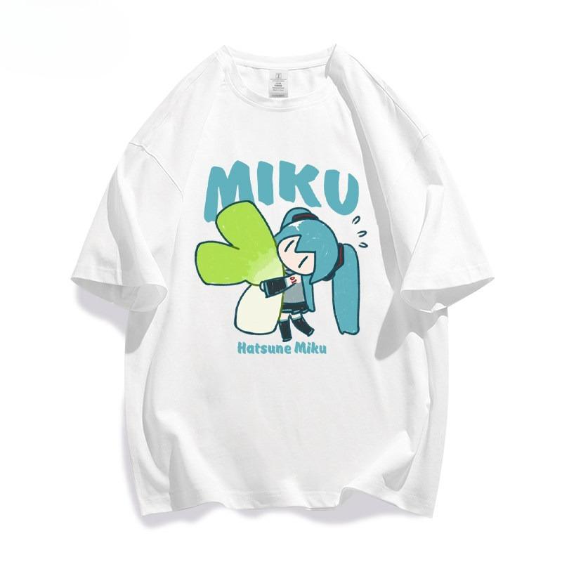 2026 Hot Sale Hatsune Miku Collaborates on Future MIKU Line Style Short Sleeved Cotton Printed New Casual Men s and Women s Clothing Loose Tee Top 4XL