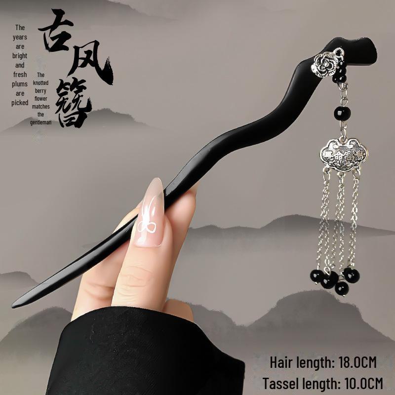 

Элегантная деревянная заколка-цветок с кисточкой - древний китайский стиль для женщин, идеальный головной убор ханьфу