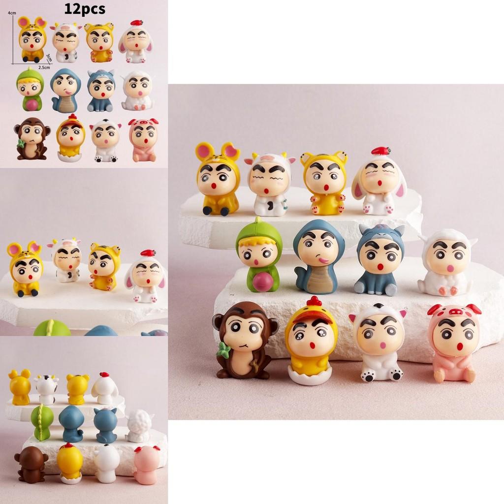 Crayon Shin Chan 12 Zodiac Animal Figurines Pvc Collectibles For Home And Office