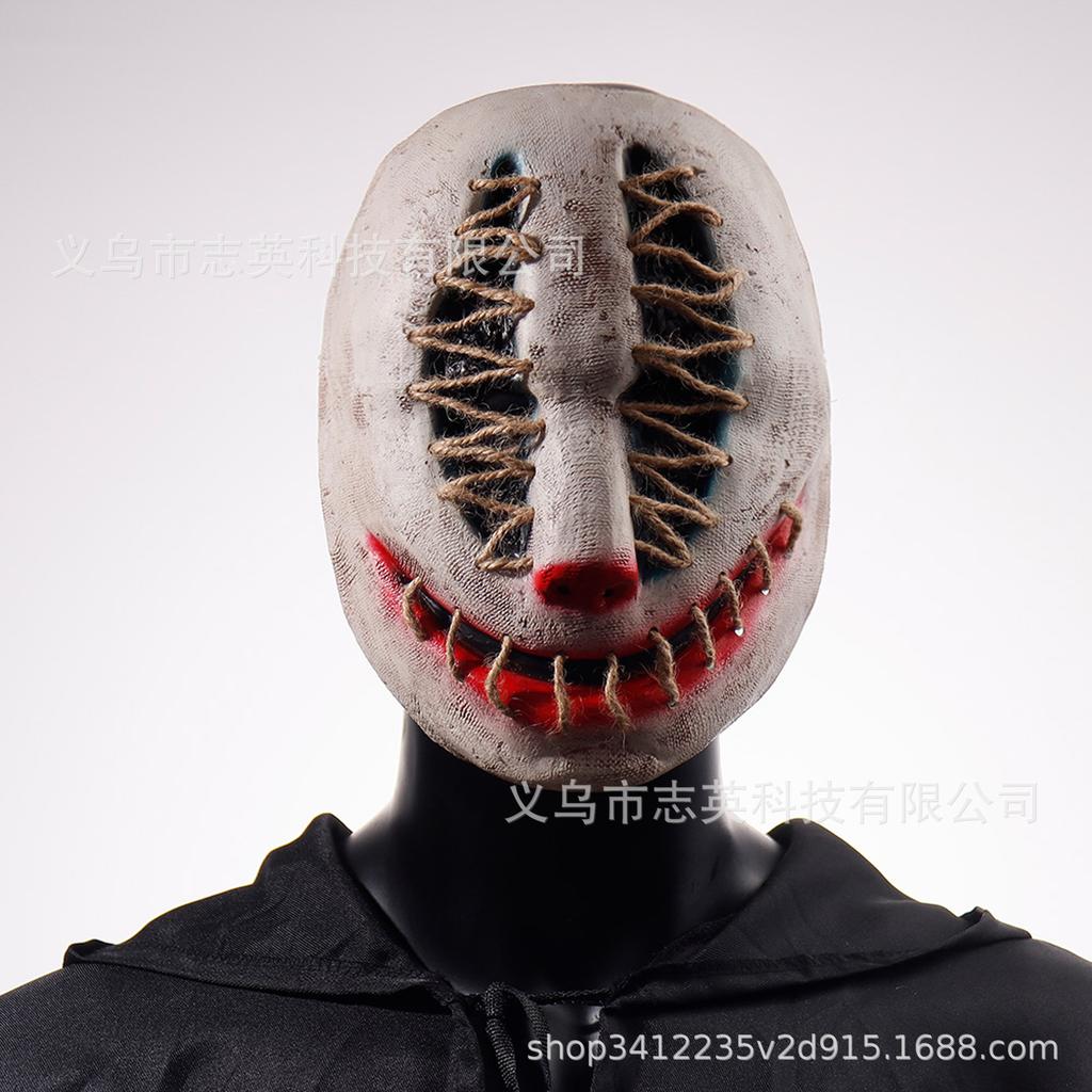 Stitched Clown Mask Handmade Threaded Smiling Killer Ghost Face Mask Halloween Ball Party CO Dress Up Props