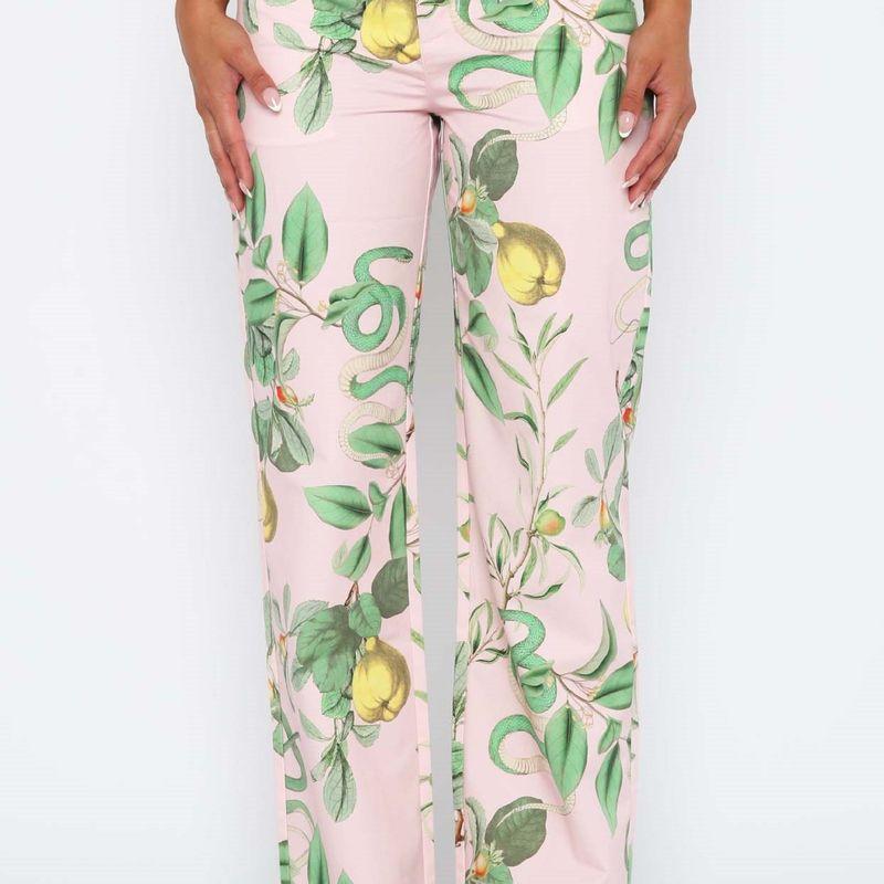 2024 Summer New Arrival Versatile European and American Women's Clothing Fashion Print Elegant Slim Looking Mid-Waist Straight Casual Pants