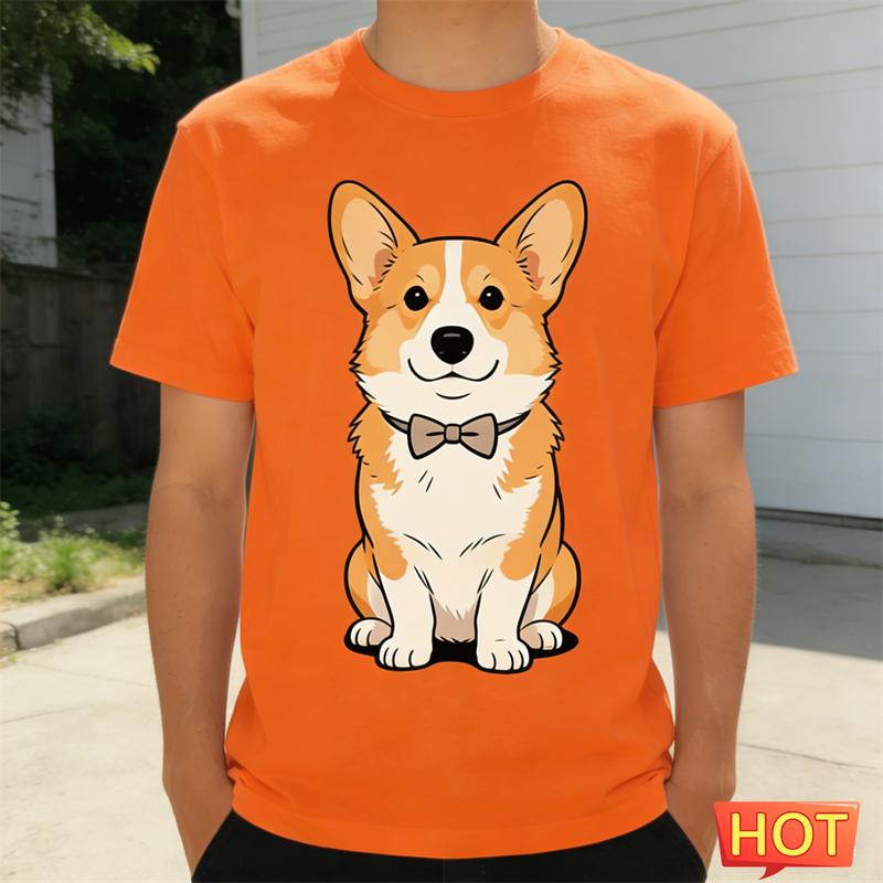 Funny Corgi Graphic Summer T Shirts For Men Fashion Cute Dog 3D Printed Crew Neck Tshirts Loose Streetwear Short Sleeve Tees