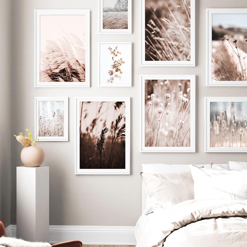 

Плакат на холсте с природным ландшафтом Роспись листьев камыша Скандинавские плакаты и принты Настенные картины для декора гостиной