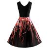 Hot Sale V-Neck Vest Positioning Printing Contrast Color Swing Skirt