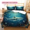 Sea Fish Ink Painting Pattern Bedding Home Decoration Birthday Gift (1 * duvet cover + 2 * pillowcase, without core)