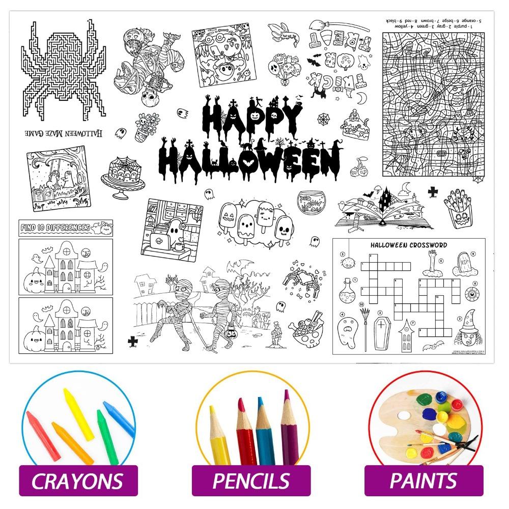 Birthday Dinosaur Space Large Coloring Tablecloth Banner Color-in Activities Games  Party Supplies