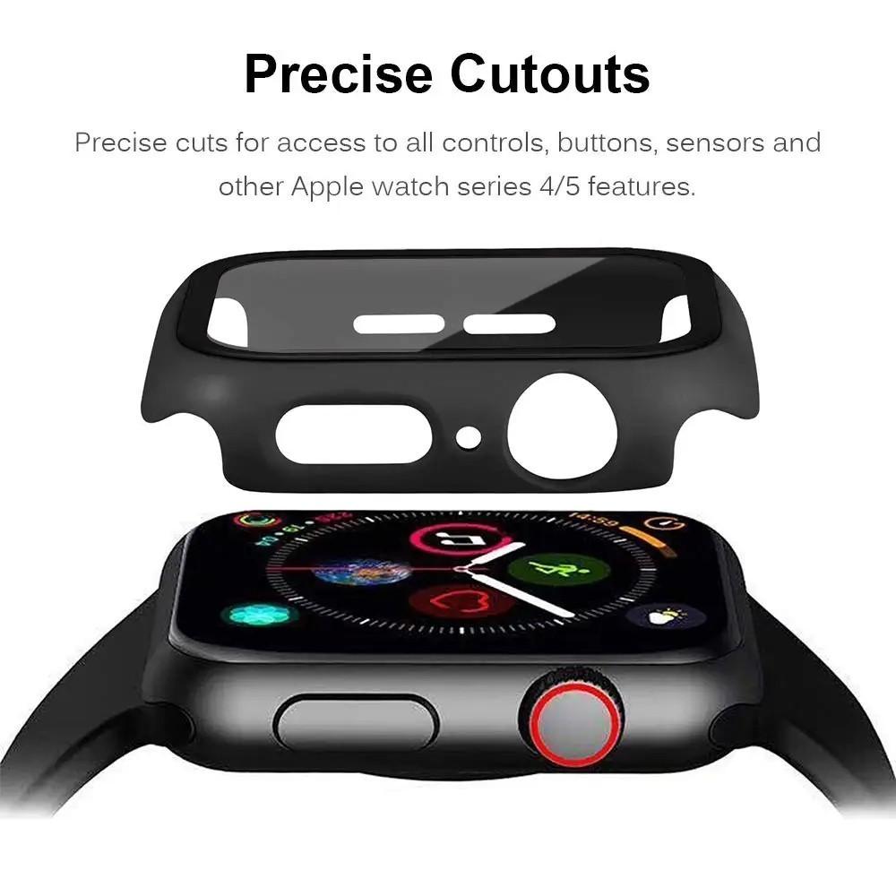 Tempered Glass+Cover PC bumper Screen Protector Case For Apple Watch Series 9 8 7 6 5 4 3 iWatch 45mm 41mm 44mm 40mm 42mm 38mm