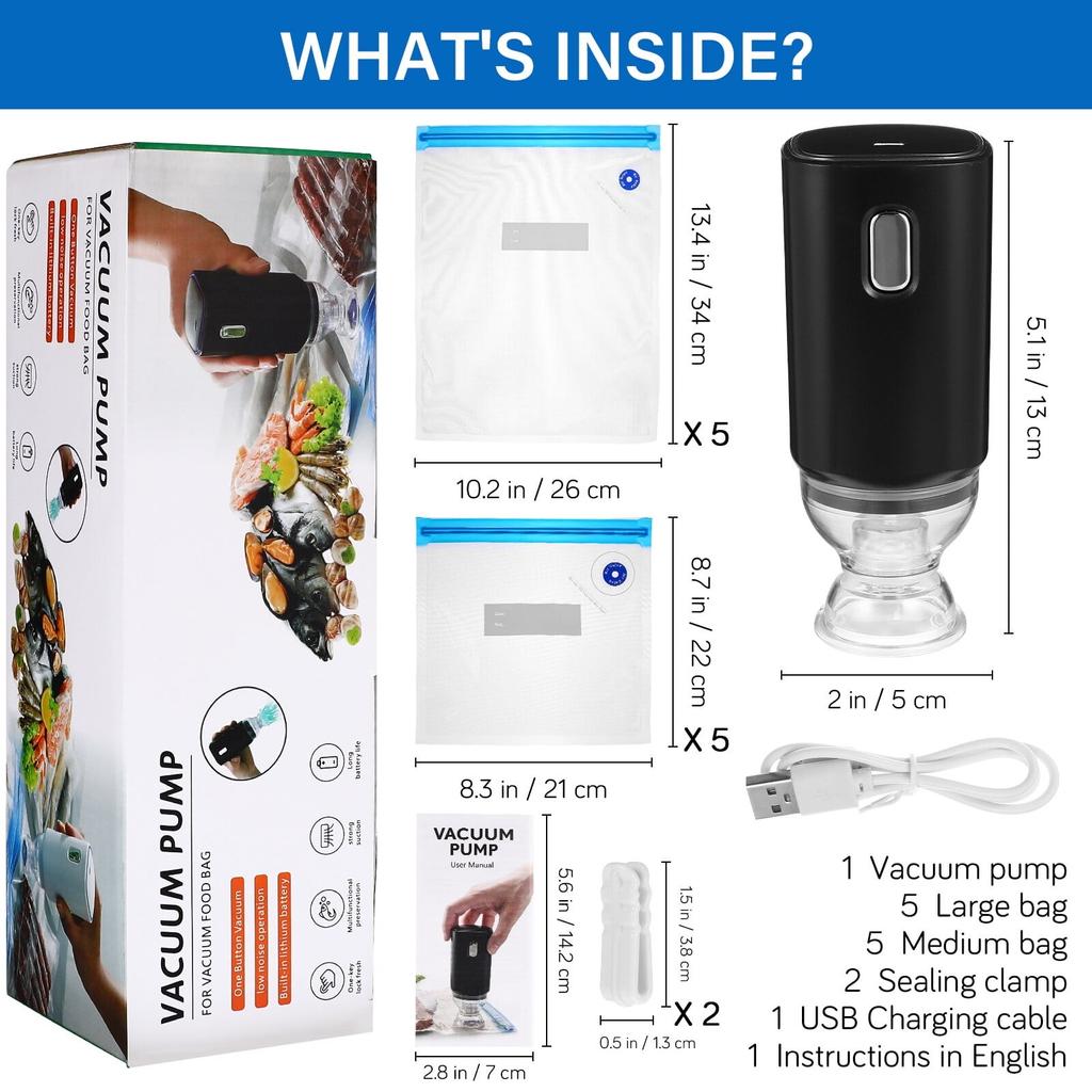 1 Sett Elektrisk Vakuumforsegler Maskin Med Zip-poser Forseglingsklemmer For Matlaging Og Matlagring