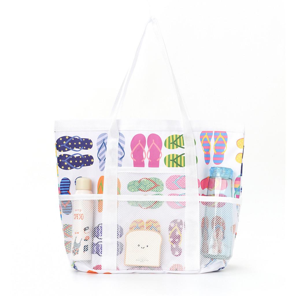 Travel Mesh Storage Bag With Multiple Pockets For Beach And Bathroom Organization