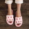 Winter Women Heart Slippers for Home Fur Furry House Slides Men Indoor Floor Soft Sandals Couples Comfortable Cute Flip Flops