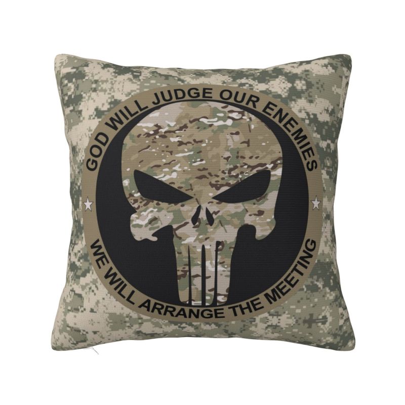 Custom Marvel Super Hero Punisher Skull Cushion Cover 40x40cm Comics Film Velvet Cute Throw Pillow Case for Sofa 12x12Inch