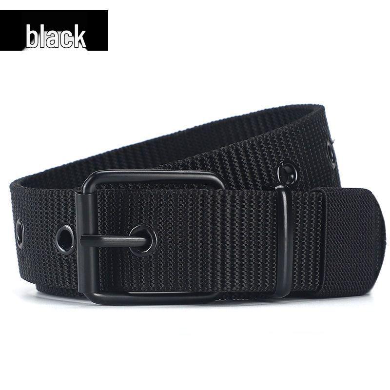 Men's Thickened Canvas Belt with Pin Buckle and Multiple Holes - Ideal for Denim, Youth, and Students