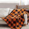 1pz Plaid Arancione di Bufalo Coperta - Morbida, Calda e Soffice Coperta a Quadri per Divano o Letto, Leggera Stile Rustico Halloween