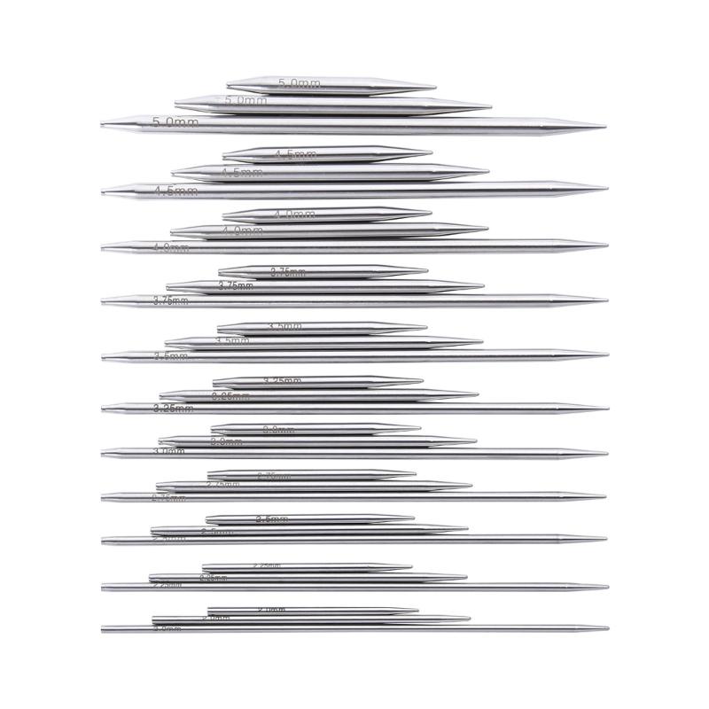 10 Paar Metall Rundstricknadel Set mit Etui Metall Auswechselbare Pullovernadel zum Stricken 2,0mm-4,5mm