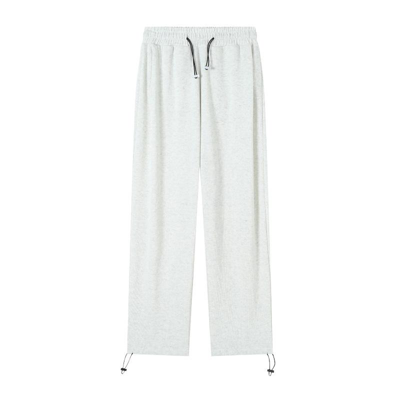 New Drawstring White Gray Sweat Pants For Women In Spring And Autumn Loose Bunched Ins For Small Men Wide Legs Casual Pants For Women