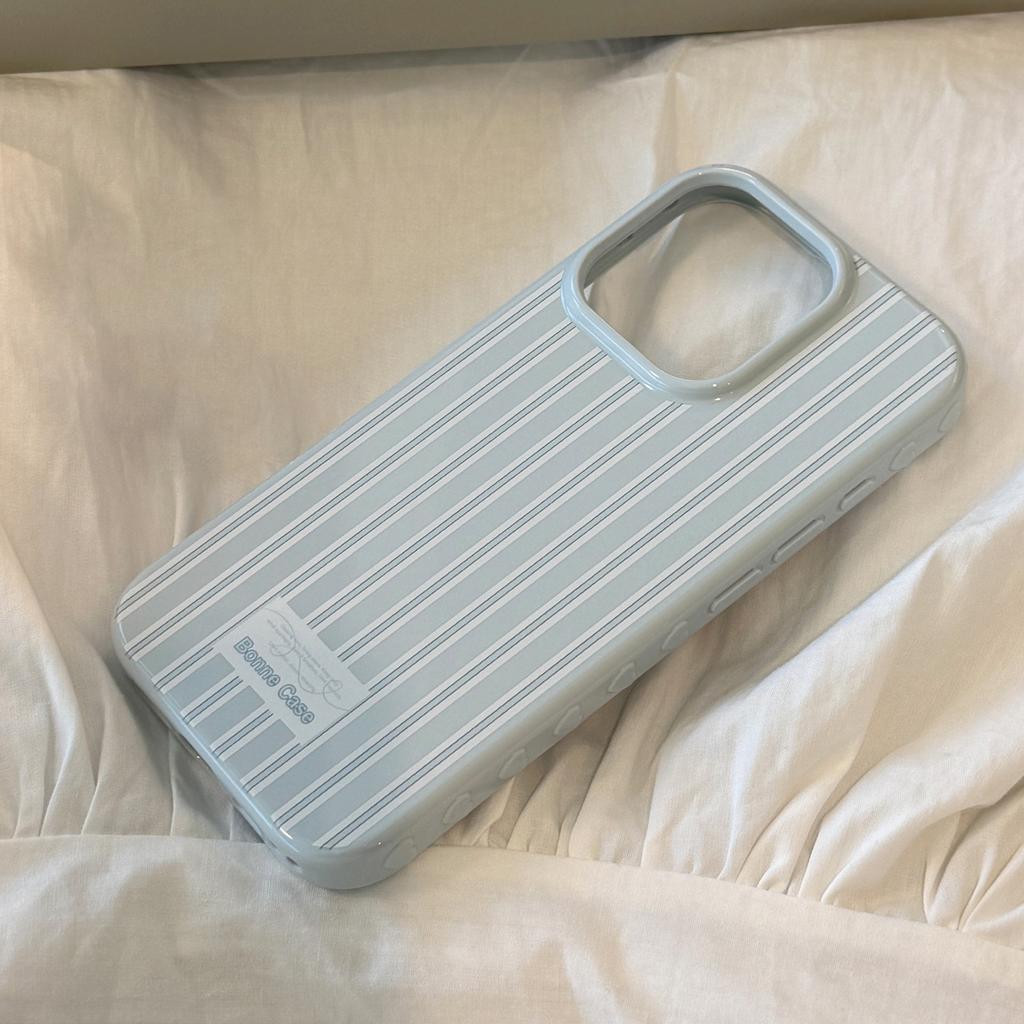 Silver Bow Bracket Apple 16 Mobile Phone Case IPhone 17 Suitable for 12 Light Luxury 15promax Blue Stripes 13 Soft