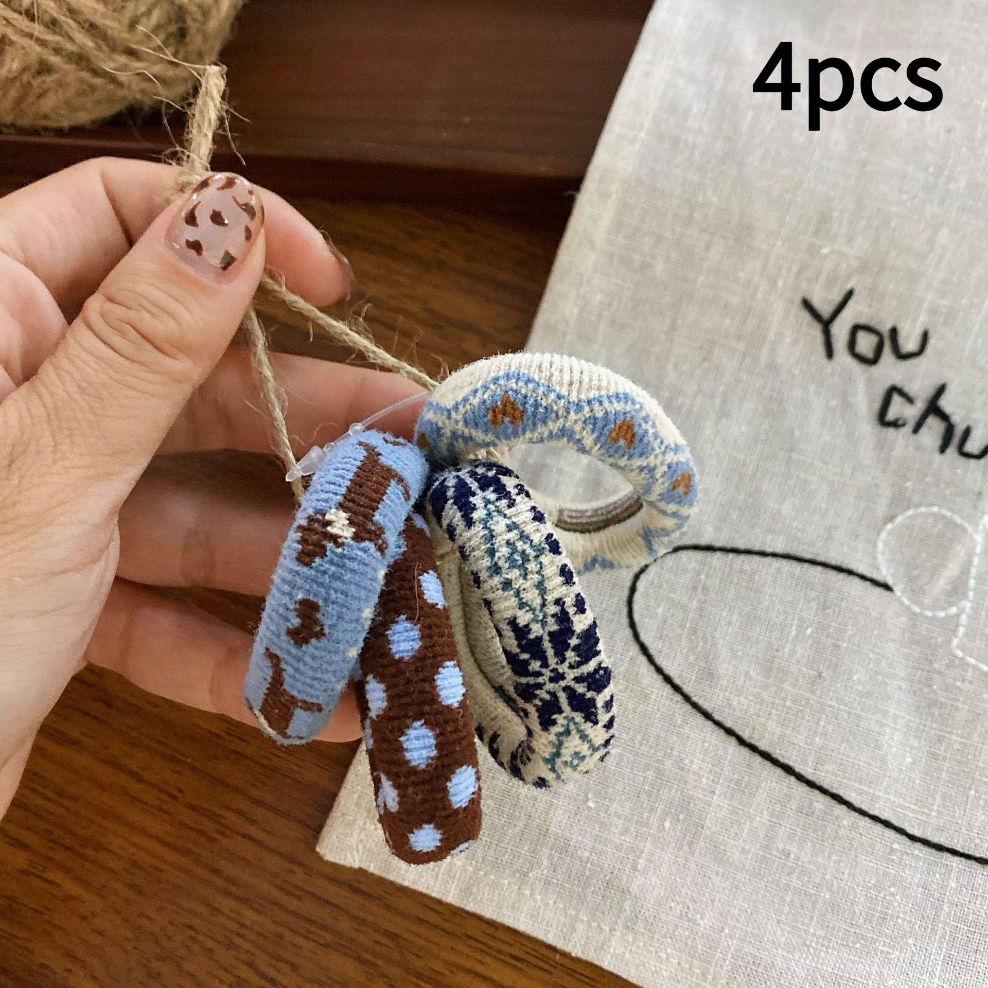 

4 шт. Резинки для волос с богемным принтом для женщин - Мягкие эластичные резинки для волос с узорами пейсли, гусиная лапка и племенным, Винтажные резинки для волос