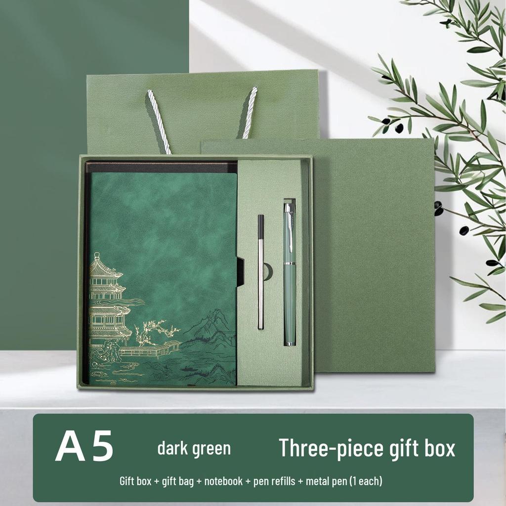Chinese Style Soft Leather A5 Notebook - High-Quality Diary and Office Meeting Minutes Book