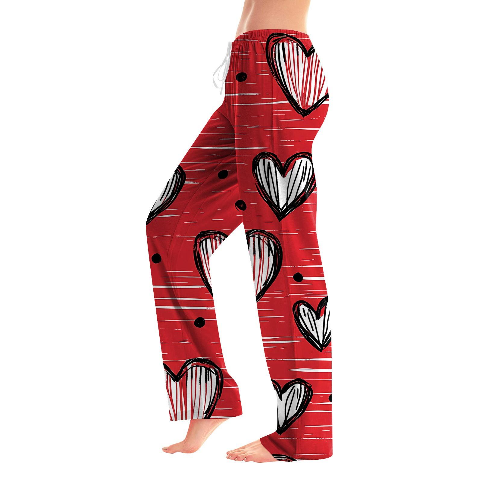 

Женские модные свободные повседневные брюки с принтом ко Дню святого Валентина XL винный