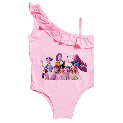 Dětské Dívčí Kreslené Anime K-Pop Rumi Zoey Mira Potisk Volánkový Plavky Plavání Jednodílné Body Plavky