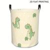 1pc Collapsible Laundry Basket with Cute Dinosaur Polka Dot - Round Storage Hamper Suitable For, Room,, Books, Clothes, Basket with Sturdy Handle for 