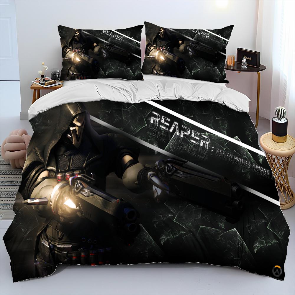 3D OW Overwatch Game Gamer DVA Comforter Bedding Set,Duvet Cover Bed Set Quilt Cover Pillowcase,King Queen Size Bedding Set Kids