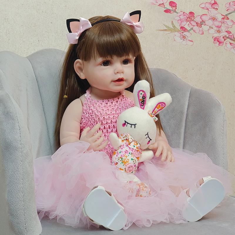 55cm panenka Reborn Baby celosilikonová vinylová novorozenecká hračka pro dívku Doprovodná hračka princezna Bebe